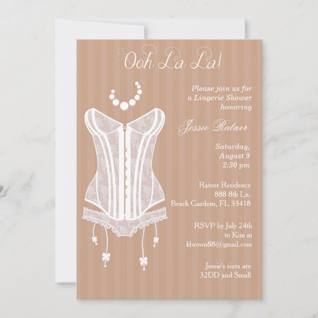 Vintage Lingerie Bridal Shower Invitations (Front)