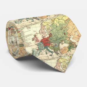 Vintage Linguistic Map of Europe (1907) Tie