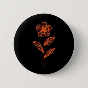 Vintage Linocut Flower Design In Orange And Lavend 6 Cm Round Badge