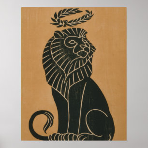 Vintage Lion Art Deco Illustration (1917) Poster