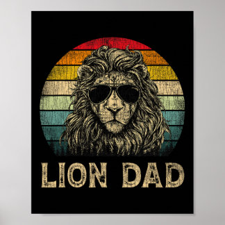 Vintage Lion Dad Lion Lovers Daddy Father&# s Day Poster