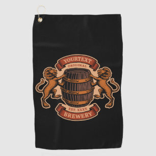 Vintage Lion Oak Barrel Personalised Brewery Beer  Golf Towel