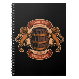 Vintage Lion Oak Barrel Personalised Brewery Beer Notebook