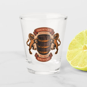 Vintage Lion Oak Barrel Personalised Brewery Beer  Shot Glass