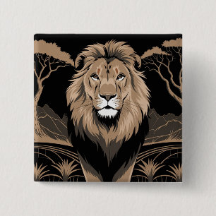 Vintage Lion Portrait 15 Cm Square Badge