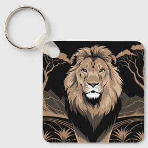 Vintage Lion Portrait Key Ring