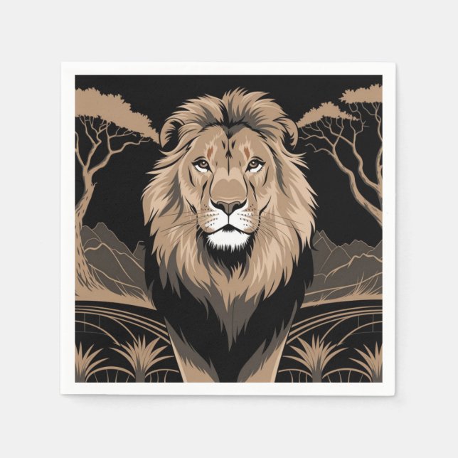 Vintage Lion Portrait Napkin (Front)