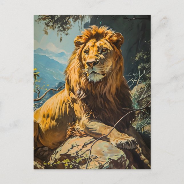 Vintage Lion Portrait Postcard (Front)