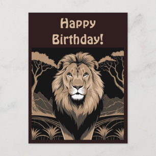 Vintage Lion Portrait Postcard