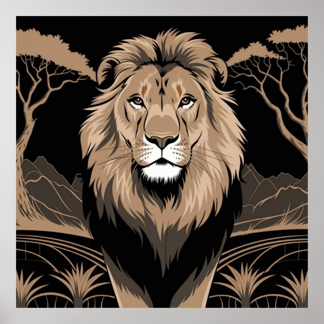 Vintage Lion Portrait Poster (Front)