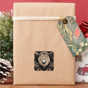 Vintage Lion Portrait Square Sticker