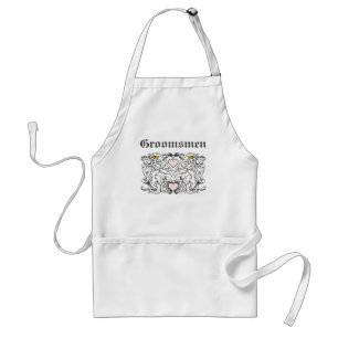 Vintage Lion Rampant White With Gold Crowns,Tongue Standard Apron