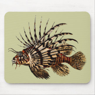 Vintage Lionfish Art Print Mouse Pad