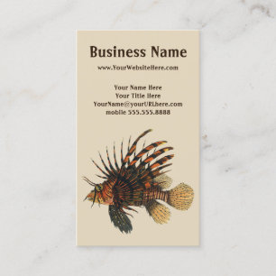 Vintage Lionfish Fish, Marine Ocean Life Animal Business Card