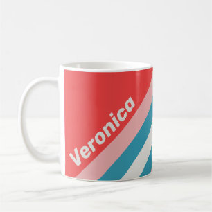 Vintage Lipstick Stripes with Name Coffee Mug