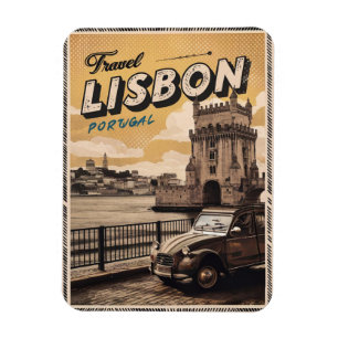 Vintage lisbon portugal travel gifts and souvenirs magnet