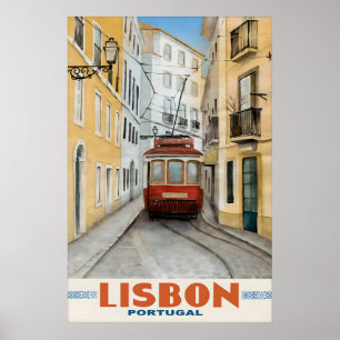 Vintage Lisbon Portugal Travel Poster Print