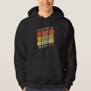 Vintage Listen Metal With Sister Rock Music Lover  Hoodie