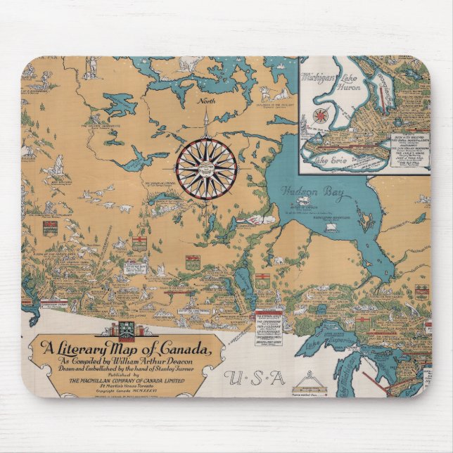 Vintage Literary Map of Canada Mouse Pad (Front)