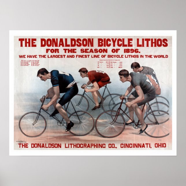 Vintage litho bicycle racing advertising poster (Front)