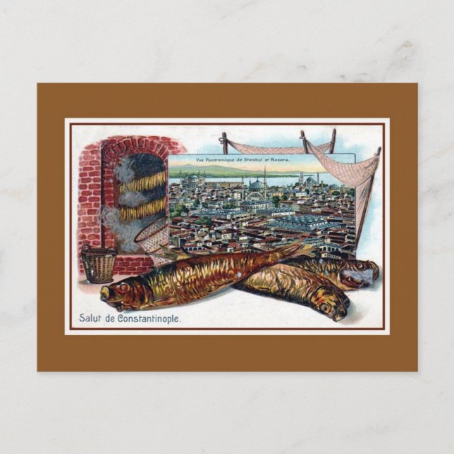 Vintage litho greetings from Constantinople Postcard (Front)