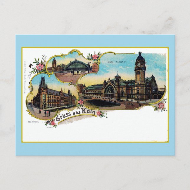 Vintage Litho Gruess aus Köeln old Postcard (Front)