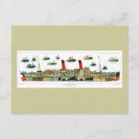 Vintage Lithograph British Ocean Liner RMS Caronia