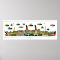 Vintage Lithograph British Ocean Liner RMS Caronia