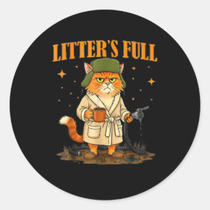 Vintage Litter's Full Cat Funny Cat Christmas Humo Classic Round Sticker