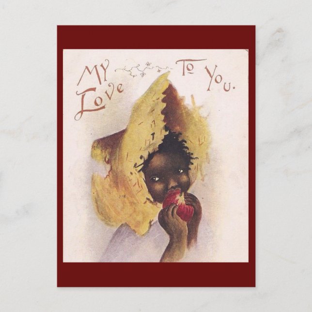 Vintage Little African American Girl Valentine Postcard (Front)