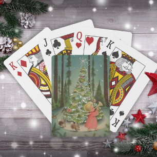 Vintage Little Angel in the Woods Christmas Playing Cards
