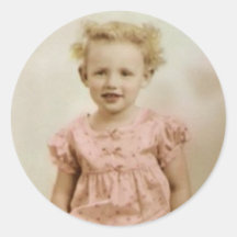 Vintage little blonde girl in pink dress stickers