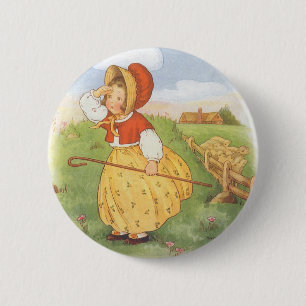 Vintage Little Bo Peep Mother Goose Nursery Rhyme 6 Cm Round Badge