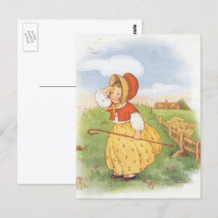 Vintage Little Bo Peep Mother Goose Nursery Rhyme Postcard