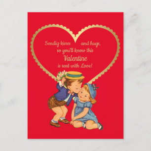 Vintage Little Boy and Girl 1950's Postcard