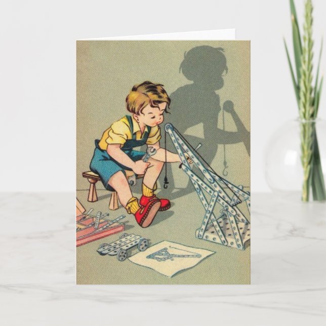 Vintage Little Boy Greeting Card (Front)