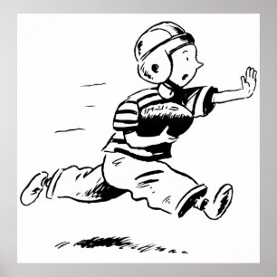 Vintage Little Boy Running Back American Football Poster