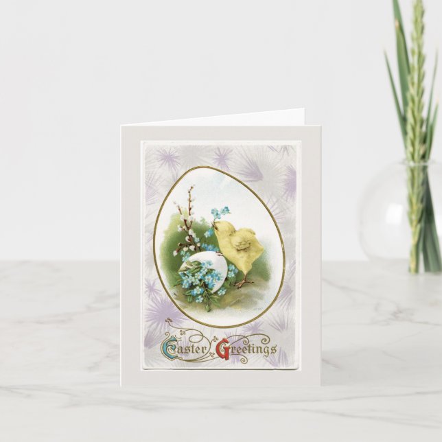 Vintage Little Chick and Egg Easter Note Card (Front)