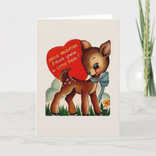 Vintage Little Deer Valentine Greeting Card
