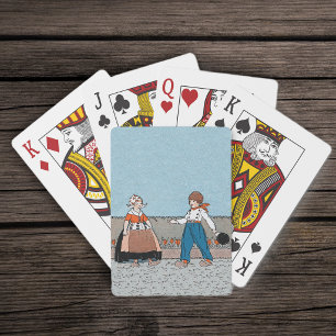 Vintage Little Dutch Girl Boy Traditional Dress Playing Cards