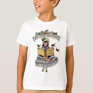 Vintage Little Girl and Xmas Santa Claus Book T-Shirt