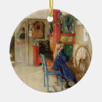 Vintage Little Girl at Spinning Wheel