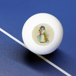 Vintage Little Girl Chubby Cheeks Hat Dolls Ping Pong Ball