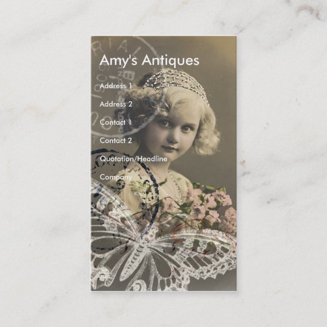Vintage Little Girl Digital Art Business Card (Front)