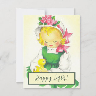 Vintage Little Girl Retro Cute Holiday Card