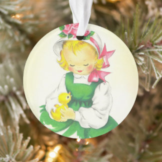 Vintage Little Girl Retro Cute Ornament