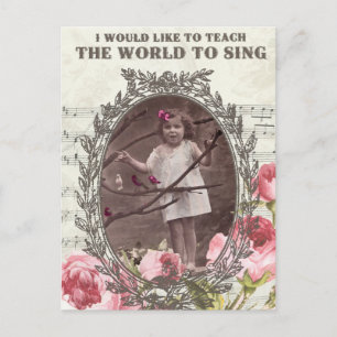 Vintage little girl singer photo postcard