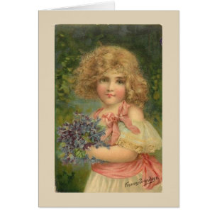 Vintage - Little Girl with Violets,