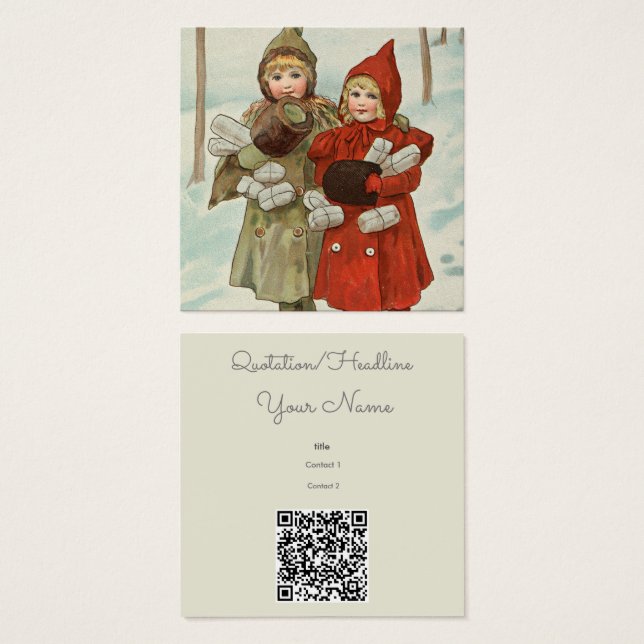 Vintage Little Girls with parcels (Front & Back)