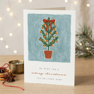Vintage Little Hand Drawn Christmas Tree Holiday Card